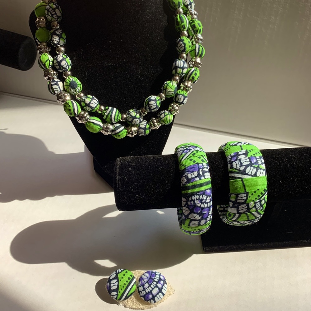 Lime Green/Purple African jewelry set